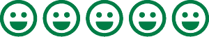 Ikon med fem grønne smileys til anmeldelse af håndværkere